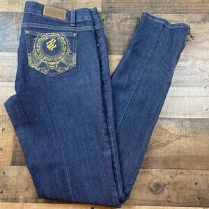 Womens Rocawear Hannah Skinny Leg Jeans Size 13 Dark Wash Embroidered Zippered